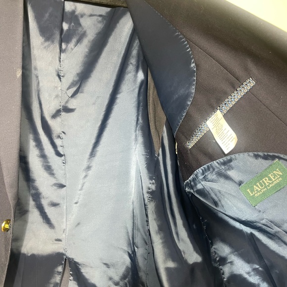 Lauren Ralph Lauren Gold Button Navy Blue  sports Wool Blazer Jacket 48R - Picture 6 of 7